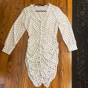 ZARA polka dot ruched bottom ruffle mini dress